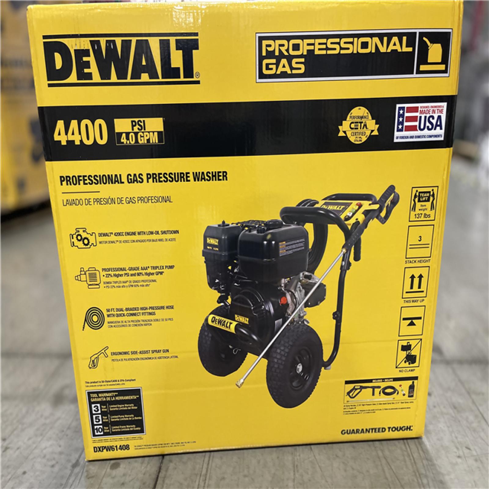 DALLAS LOCATION- NEW! DEWALT 4400 PSI 4.0 GPM Gas Pressure Washer with 420cc Engine
