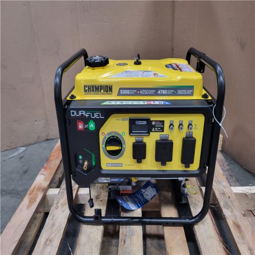 CALIFORNIA AS-IS LIKE NEW CHAMPION DUAL FUEL 5 300 STARTING WATTS/ 4 250 RUNNING WATTS PORTABLE GENERATOR