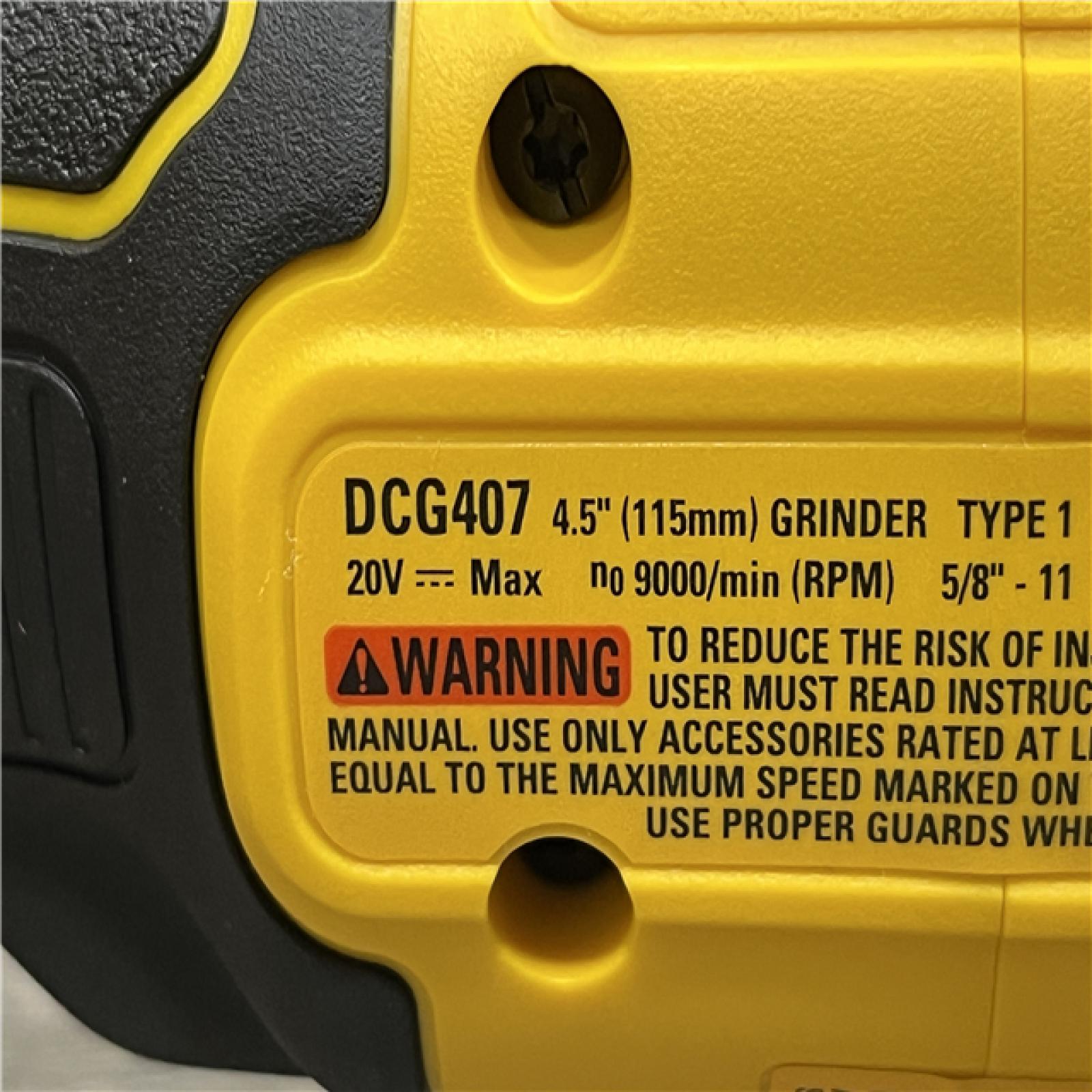 AS-IS DEWALT 20-Volt MAX Cordless Brushless 4-1/2 in. Angle Grinder with Slide Switch (Tool Only)