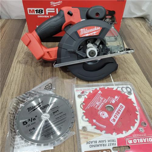 AS-IS Milwaukee  M18 FUEL 18V Lithium-Ion Brushless Cordless Metal Cutting 5-3/8 in. Circular Saw (Tool-Only) W/ Metal Saw Blade