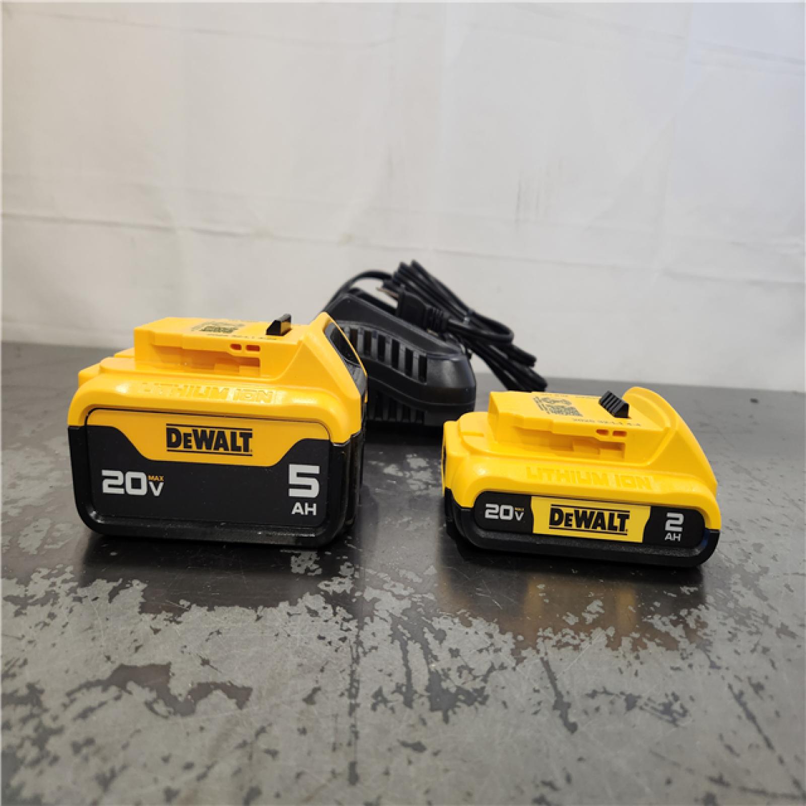 AS-IS- DEWALT 20V MAX Lithium-Ion Battery Kit with 5.0Ah and 2.0Ah Battery and Charger