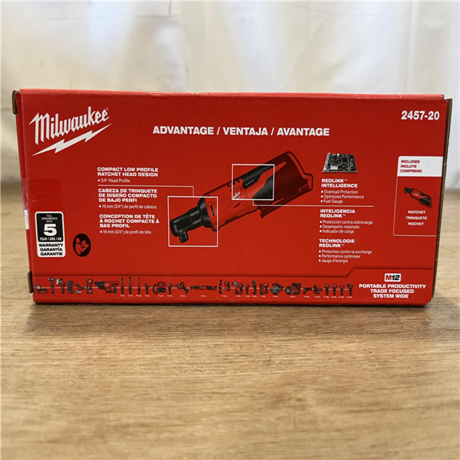 NEW! Milwaukee 12V Lithium-Ion Cordless 3/8 in. Ratchet (Tool-Only)