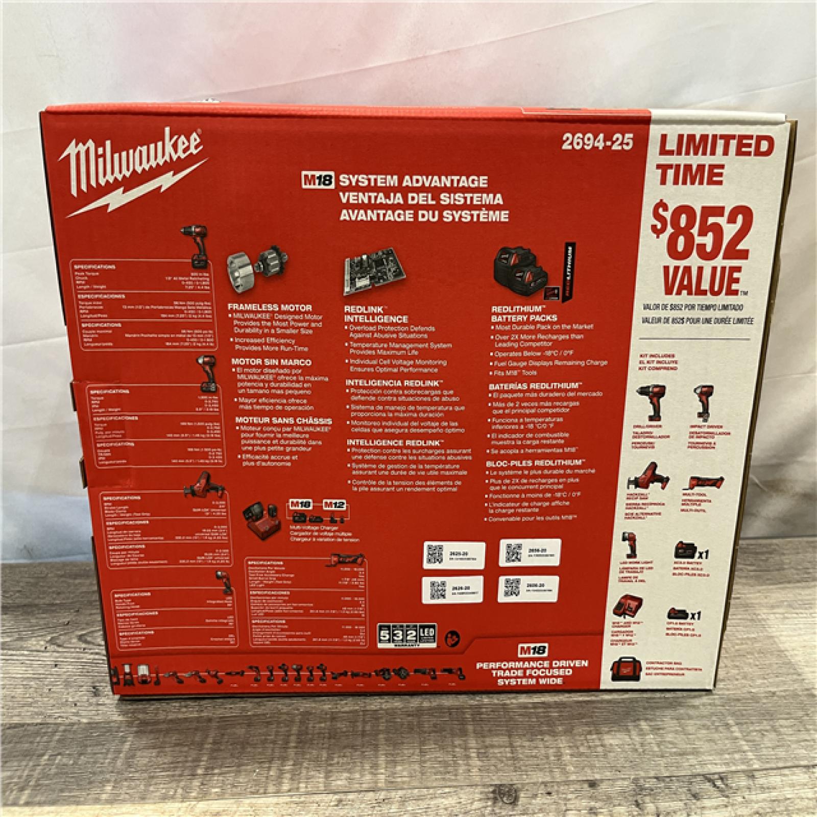 NEW - Milwaukee 18V Lithium-Ion Cordless (5-Tool) Combo Kit