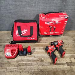 HOUSTON LOCATION - AS-IS Milwaukee FUEL 12-Volt Lithium-Ion Brushless Cordless Hammer Drill and Impact Driver Combo Kit