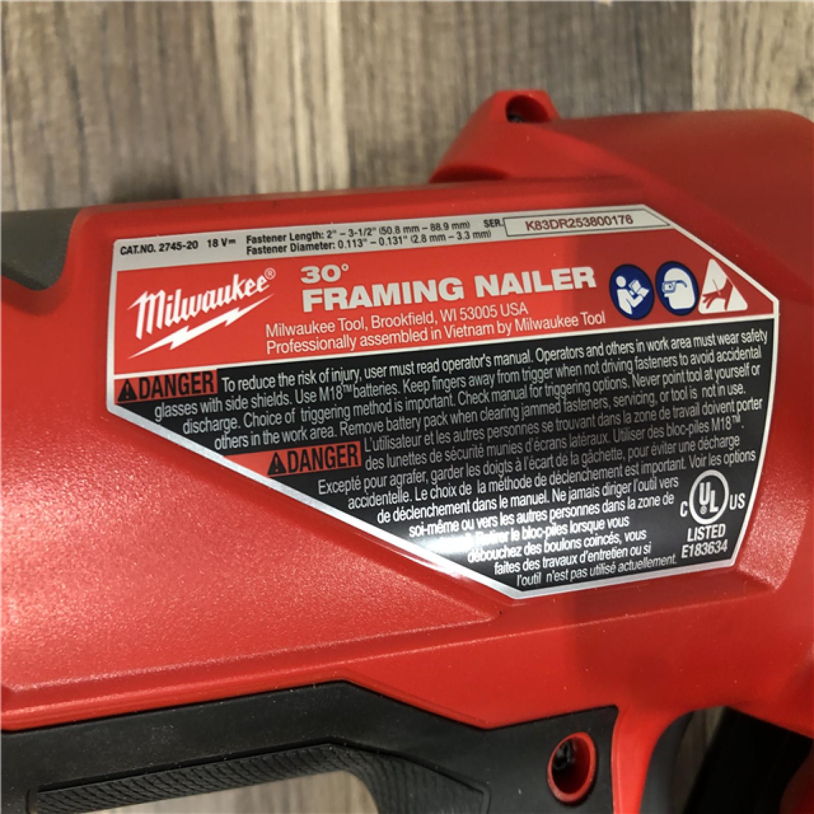 AS-IS Milwaukee FUEL 3-1/2 in. 18-Volt 30-Degree Lithium-Ion Brushless Cordless Framing Nailer (Tool-Only)
