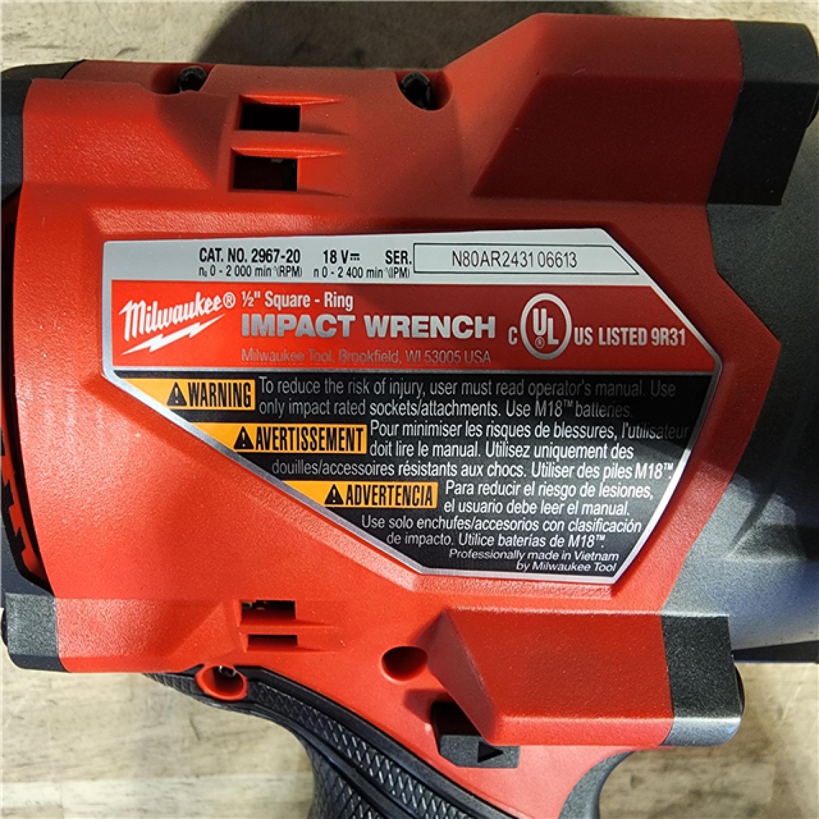HOUSTON LOCATION - AS-IS Milwaukee  FUEL 18V Lithium-Ion Brushless Cordless 1/2 in. Impact Wrench with Friction Ring (Tool-Only)