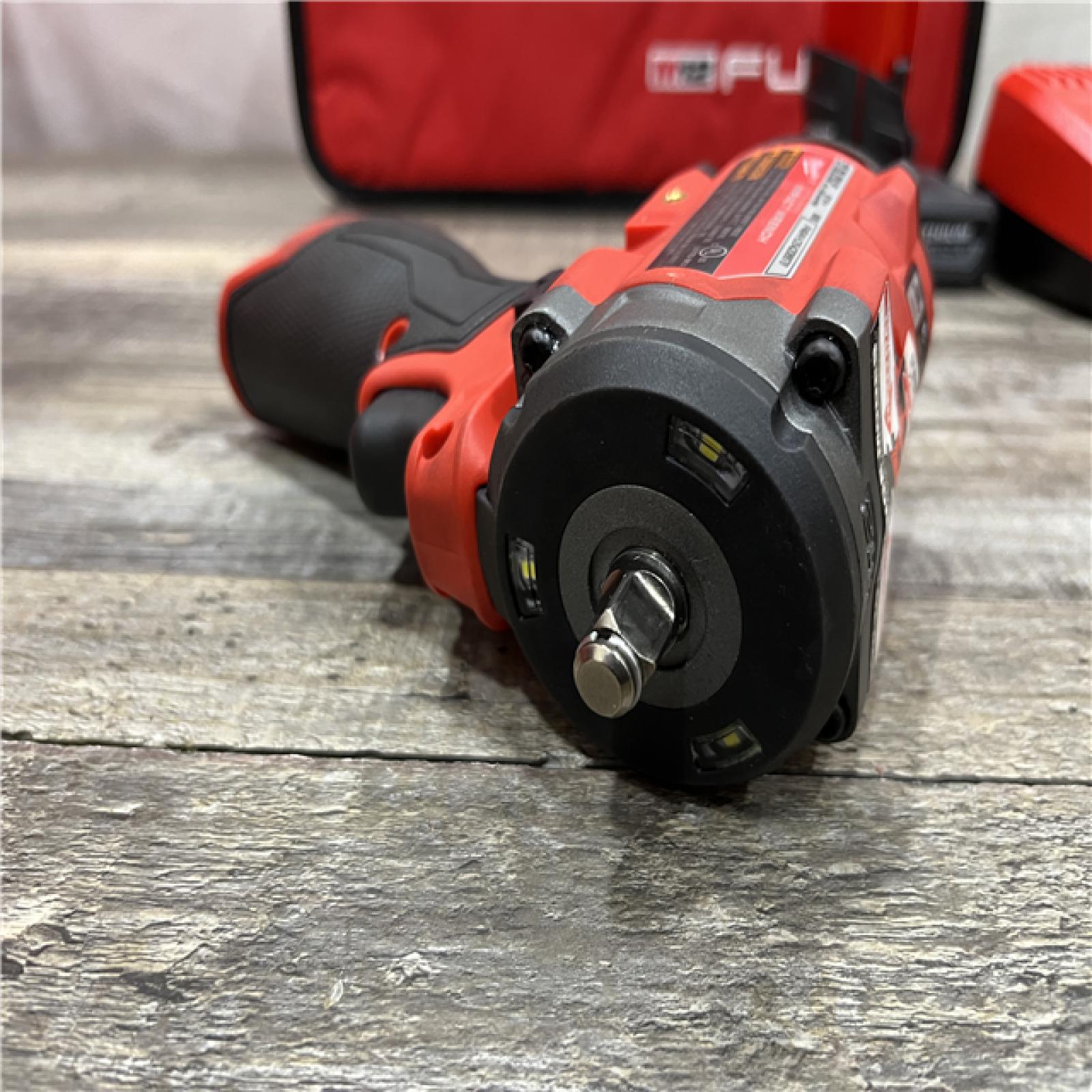 AS-IS Milwaukee FUEL 12V Li-Ion Brushless Cordless Stubby 3/8 in. Impact Wrench Kit