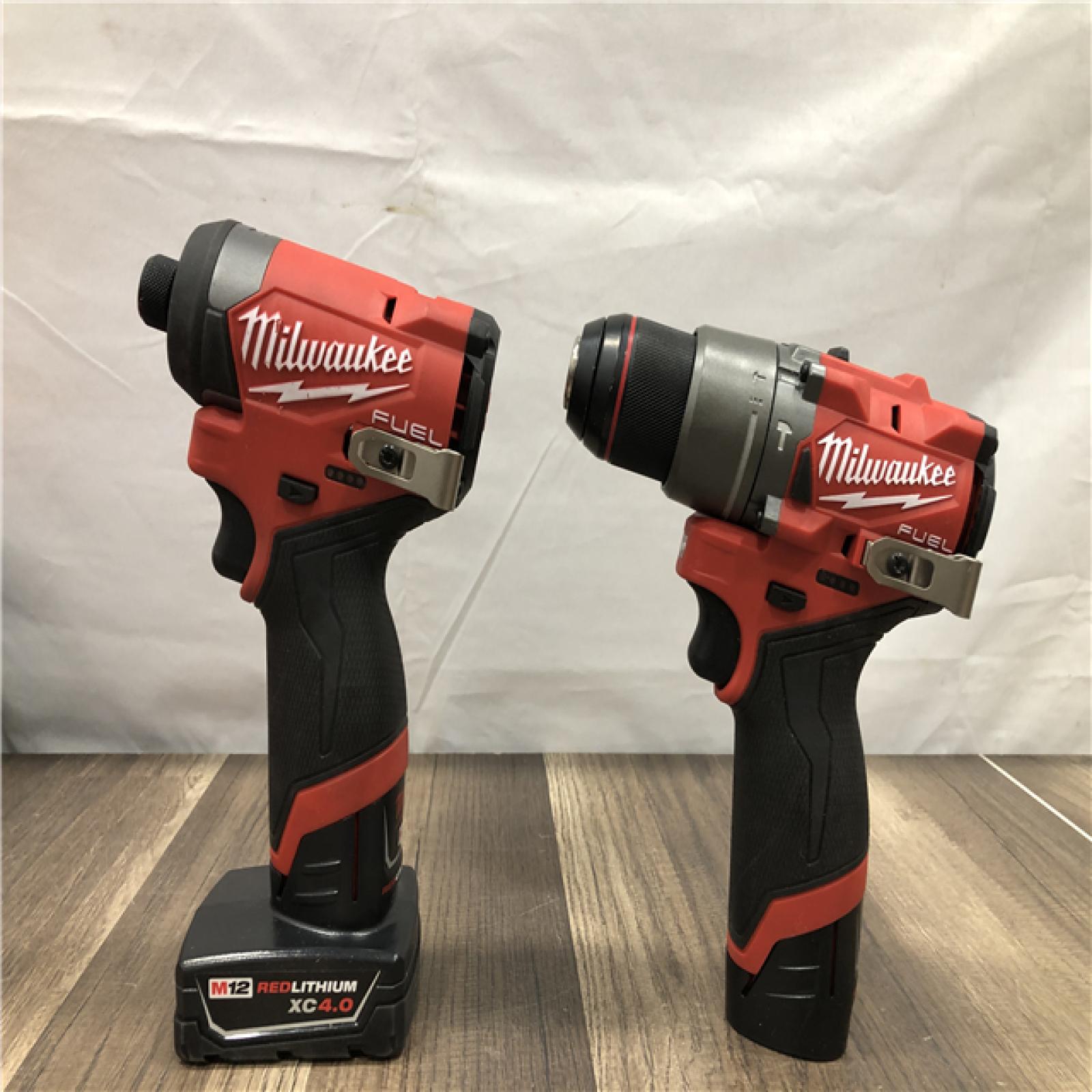AS-IS Milwaukee FUEL 12-Volt Lithium-Ion Brushless Cordless Hammer Drill and Impact Driver Combo Kit