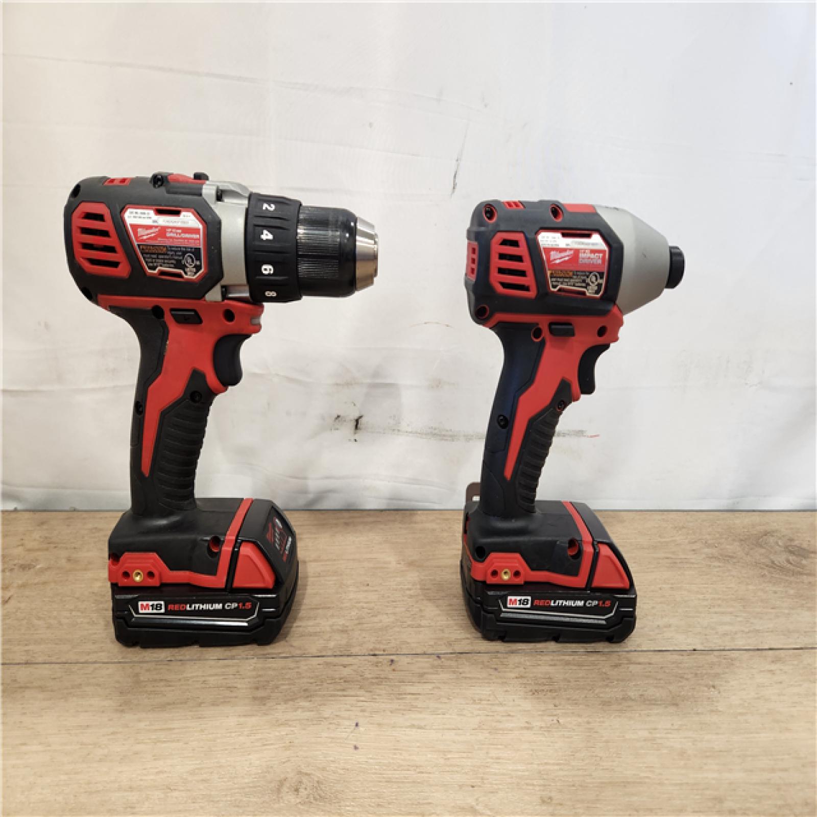 AS-IS- Milwaukee M18 Brushed Cordless (2-Tool) Drill/Driver and Impact Driver Kit