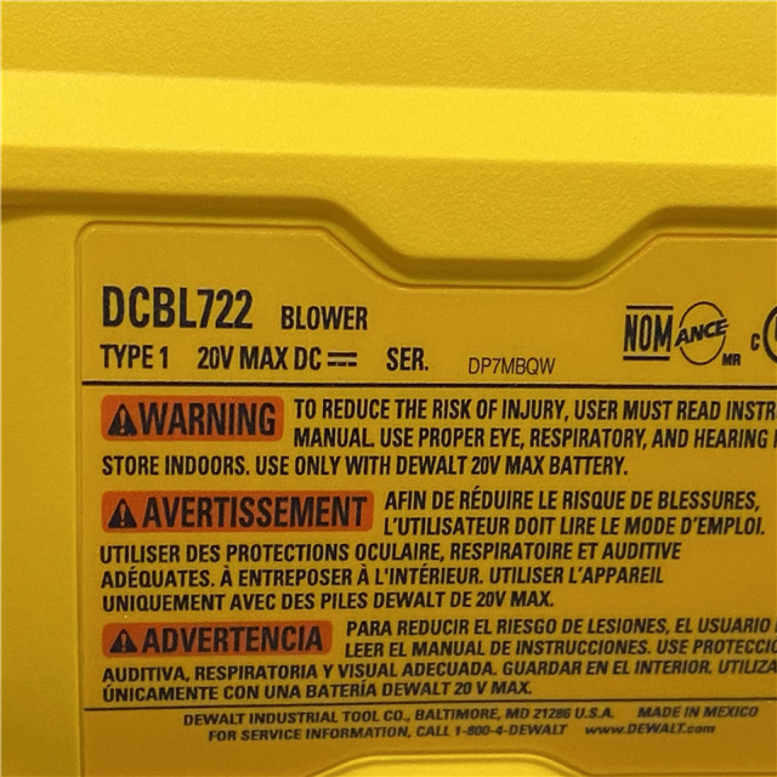 AS-IS DEWALT 20V MAX* XR Brushless Cordless Handheld Blower Kit