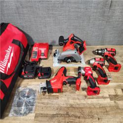 HOUSTON LOCATION - AS-IS Milwaukee M18 18V Lithium-Ion Cordless 5 Tool Combo Kit