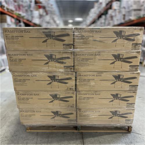 DALLAS LOCATION - Hampton Bay Leroy 42 LED Brushed Nickel Ceiling Fan With Light PALLET-(40 UNITS)