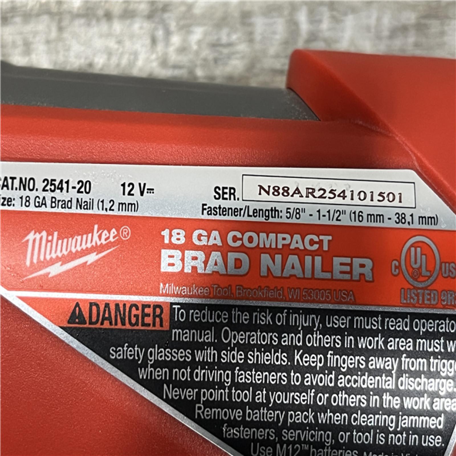 AS-IS Milwaukee FUEL 12-Volt Lithium-Ion Brushless Cordless 18-Gauge 1-1/2 in. Compact Brad Nailer (Tool Only)
