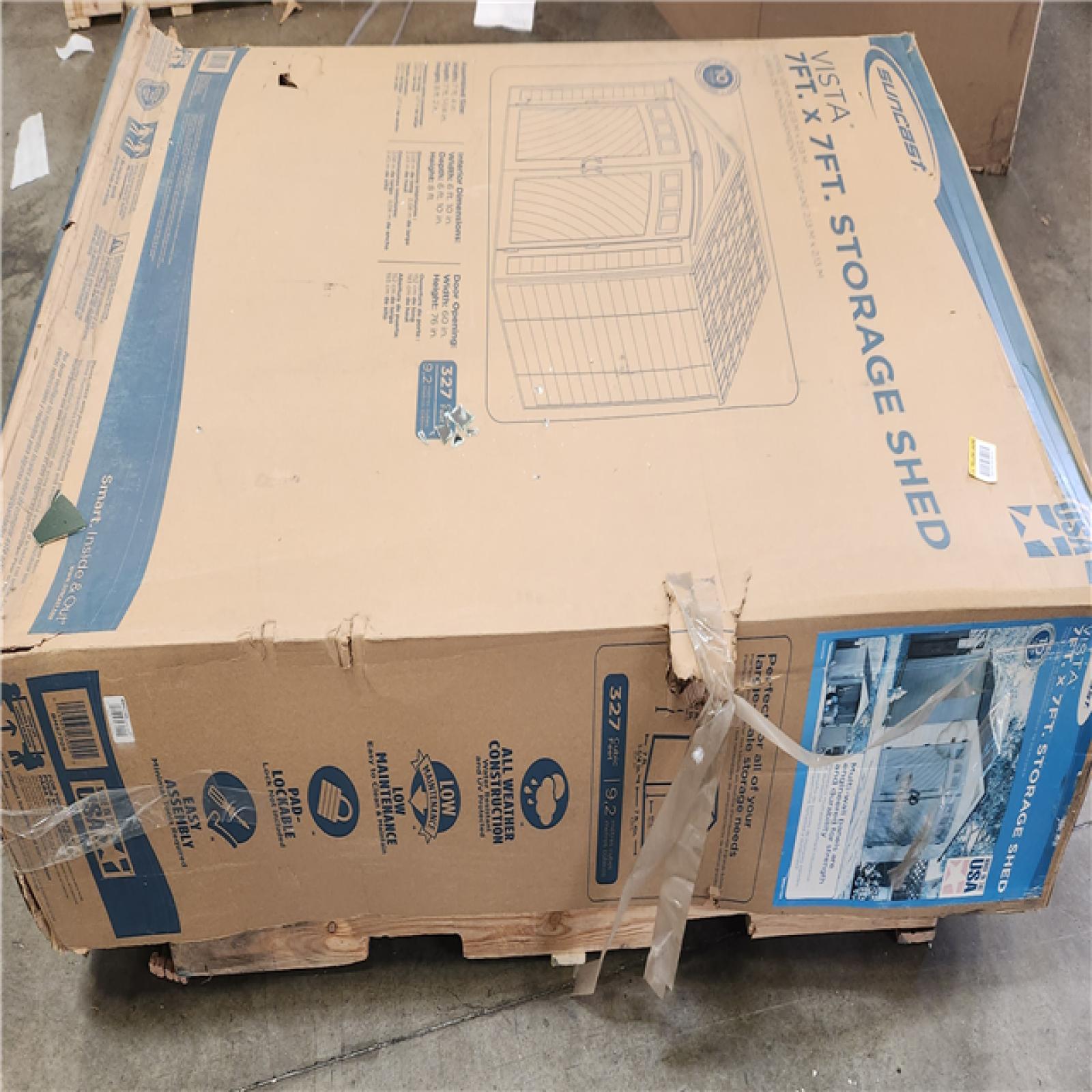 Phoenix NEW Suncast Vista 7 ft. W x 7 ft. D Plastic Resin Storage Shed with Floor (50 sq. ft.) in Colonnade (Beige)