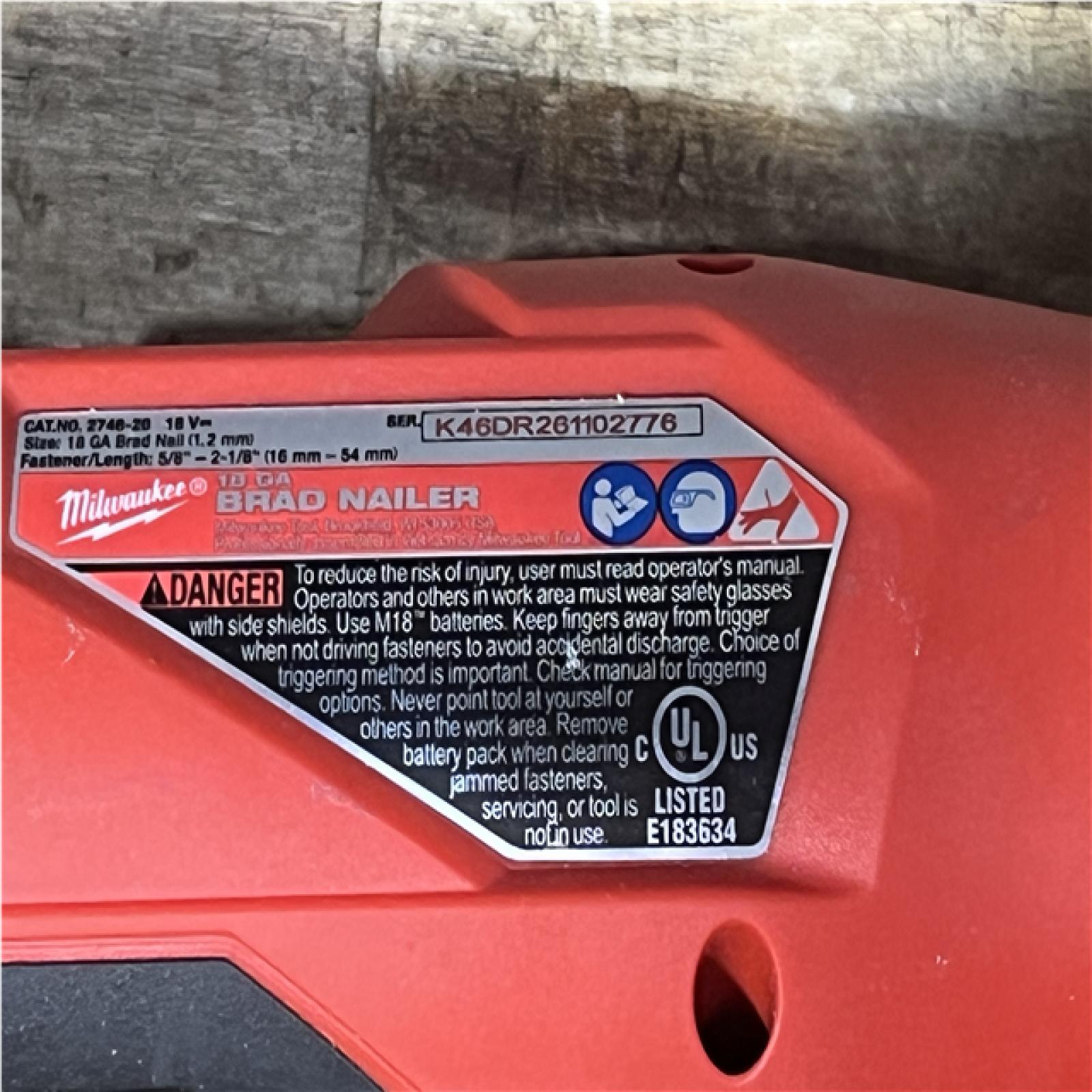 Houston Location AS-IS Milwaukee FUEL 18-Volt Lithium-Ion Brushless Cordless Gen II 18-Gauge Brad Nailer (Tool-Only)