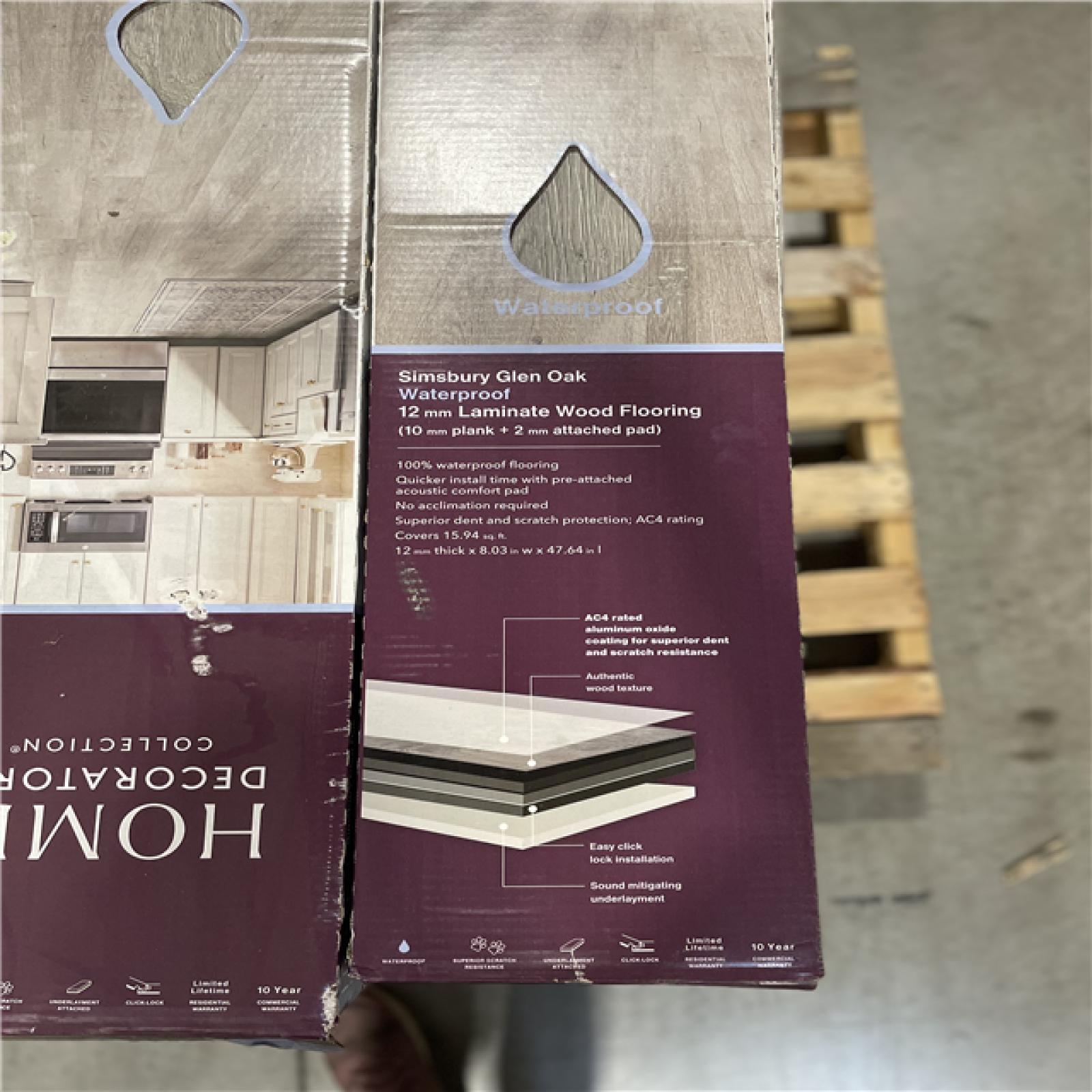 DALLAS LOCATION- HOME Decorators Collection Simsbury Glen Oak 12 mm T x 8.03in W  Wood Flooring PALLET (25 CASES)