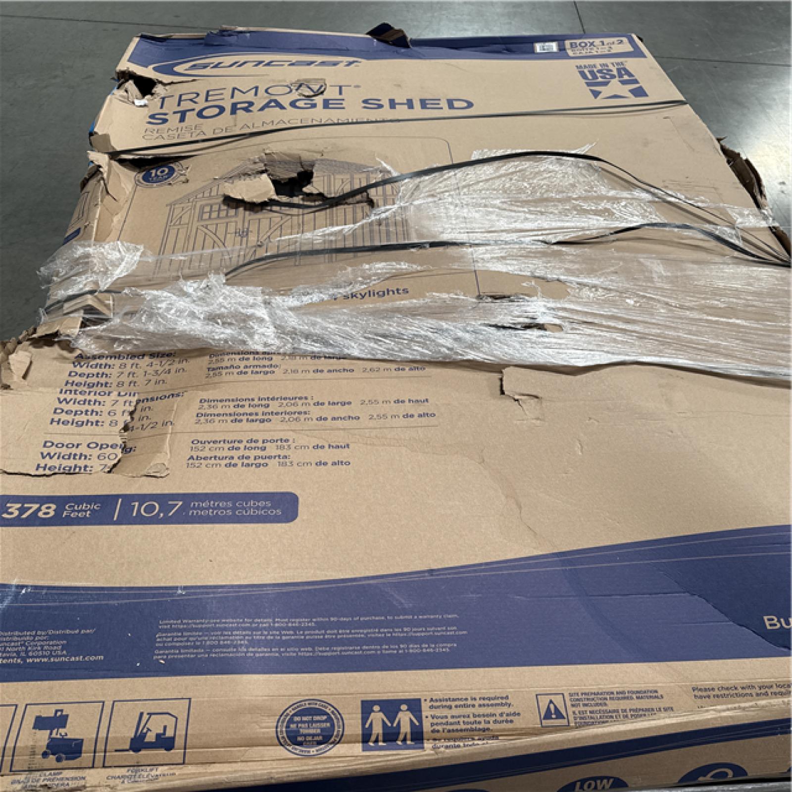 California AS-IS SUNCAST TREMONT Storage Shed (Box 1 & 2) Damaged Boxes