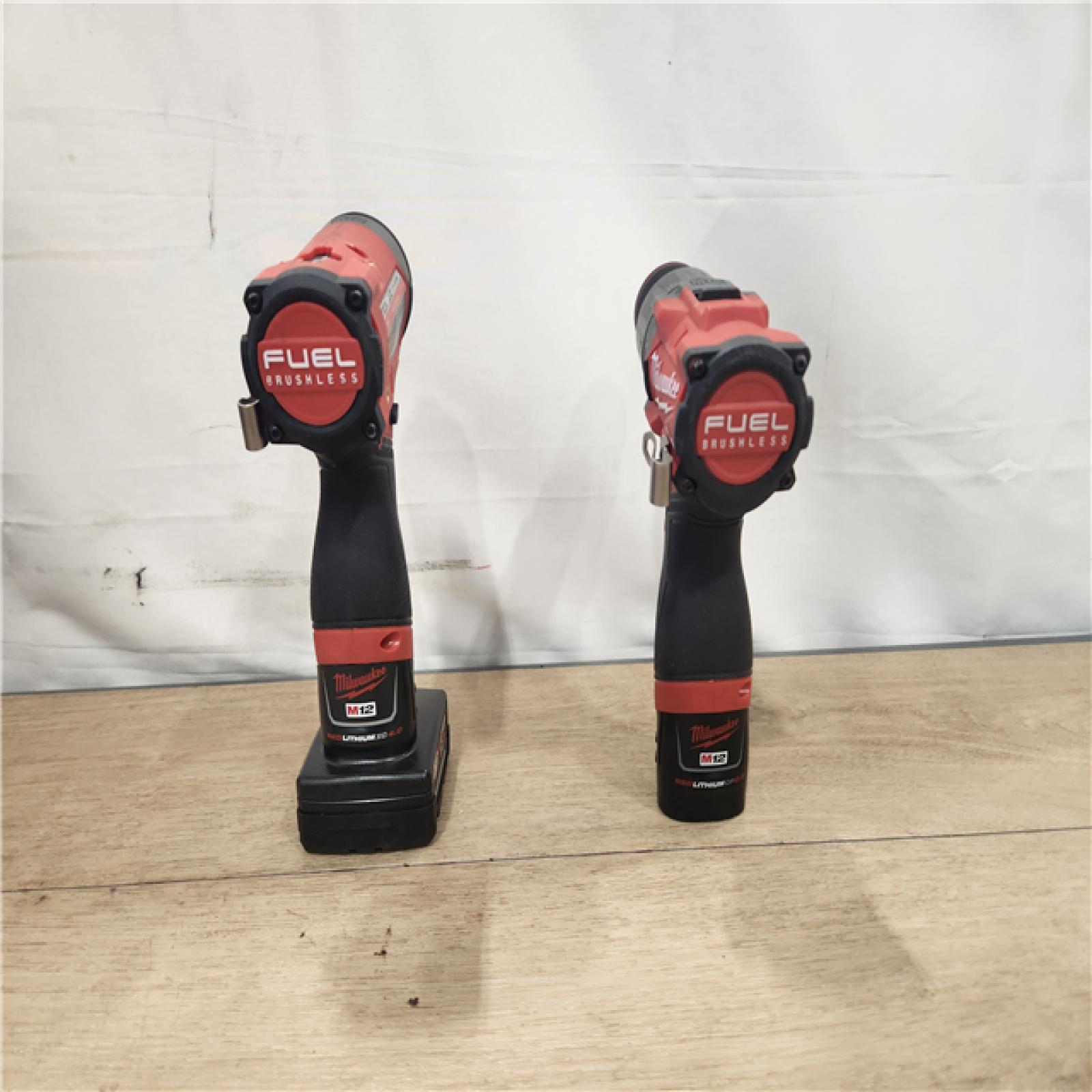 AS-IS- Milwaukee FUEL 12-Volt Lithium-Ion Brushless Cordless Hammer Drill and Impact Driver Combo Kit