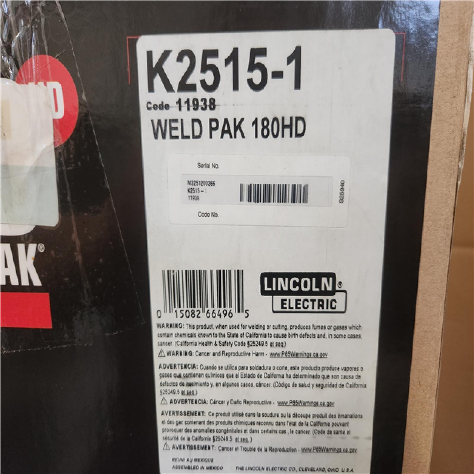 Phoenix NEW Lincoln Electric Weld-Pak 180 Amp MIG Flux-Core Wire Feed Welder  230V  Aluminum Welder with Spool Gun sold separately - K2515-1