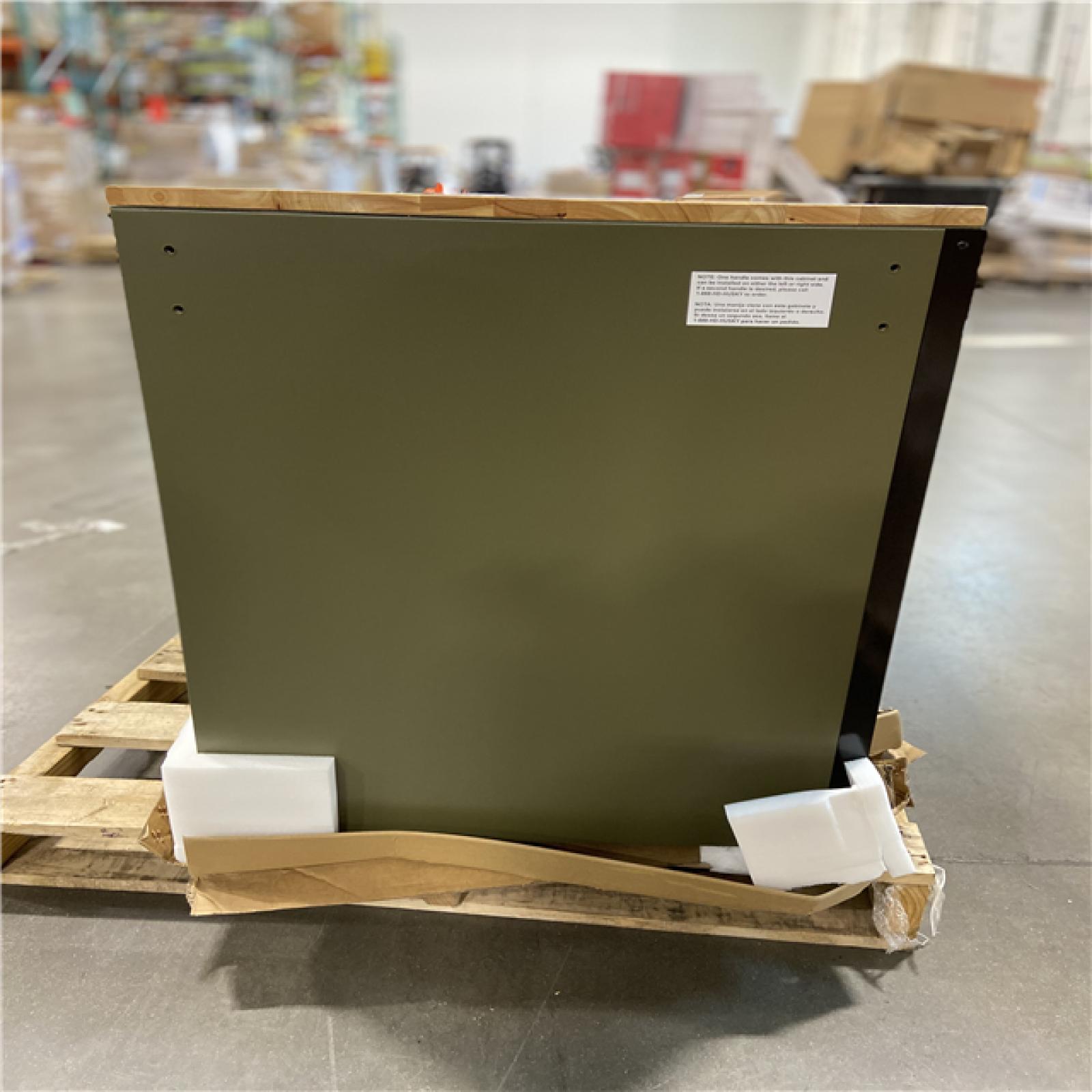 DALLAS LOCATION - Husky Limited Edition 52 in. x 24.5 in. D 10-Drawer Army Green Mobile Workbench with Solid Wood Top