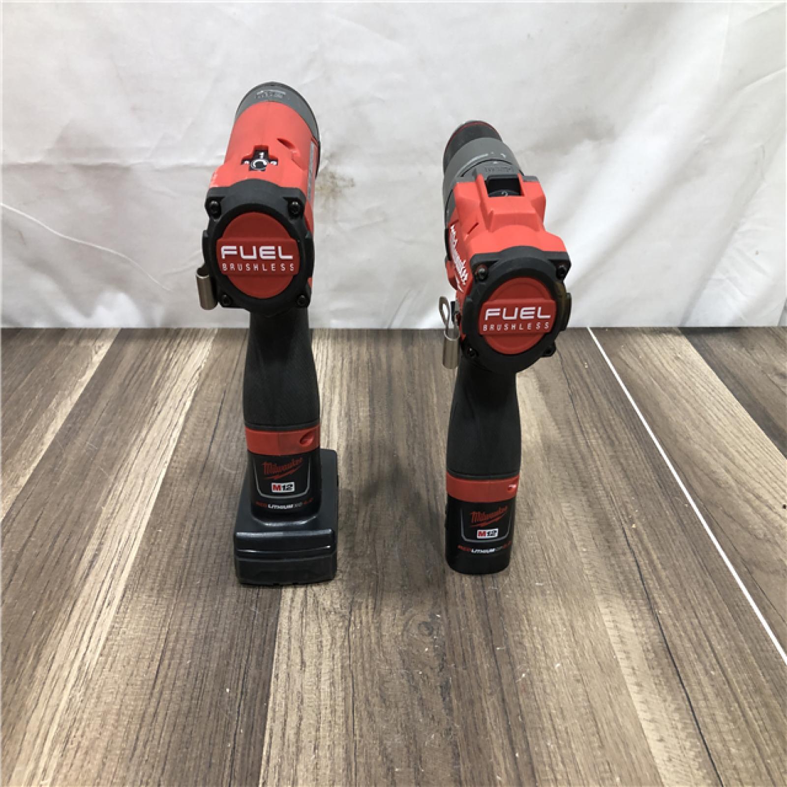 AS-IS Milwaukee FUEL 12-Volt Lithium-Ion Brushless Cordless Hammer Drill and Impact Driver Combo Kit