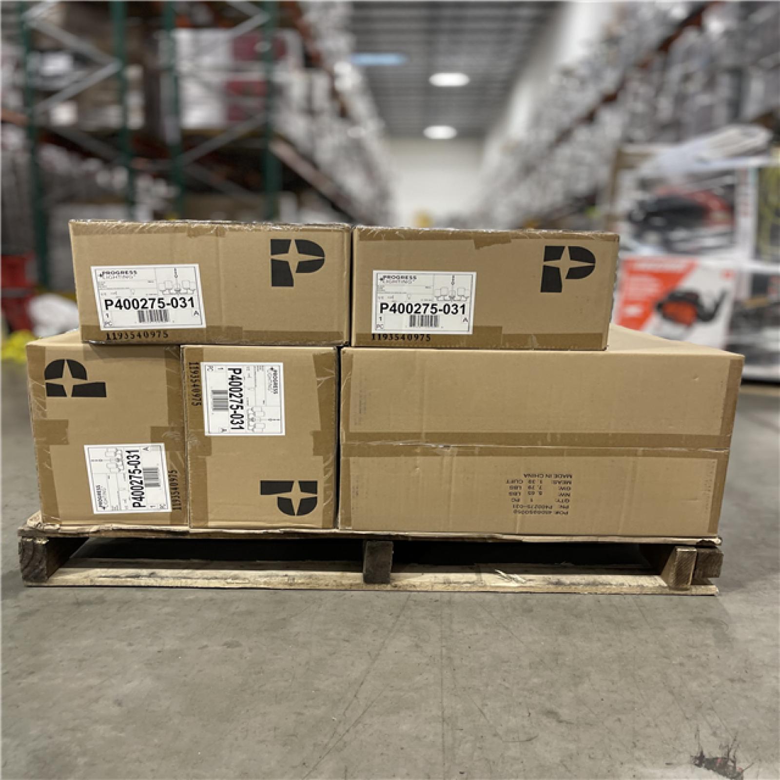 DALLAS LOCATION-Progress Lighting Merry 5-Light Matte Black Etched Glass Transitional Chandelier Light PALLET-(13 UNITS)