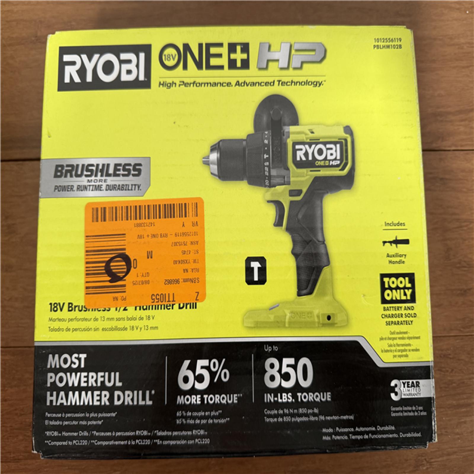 California NEW/Sealed Box Ryobi 18V Brushless 1/2 Hammer Drill