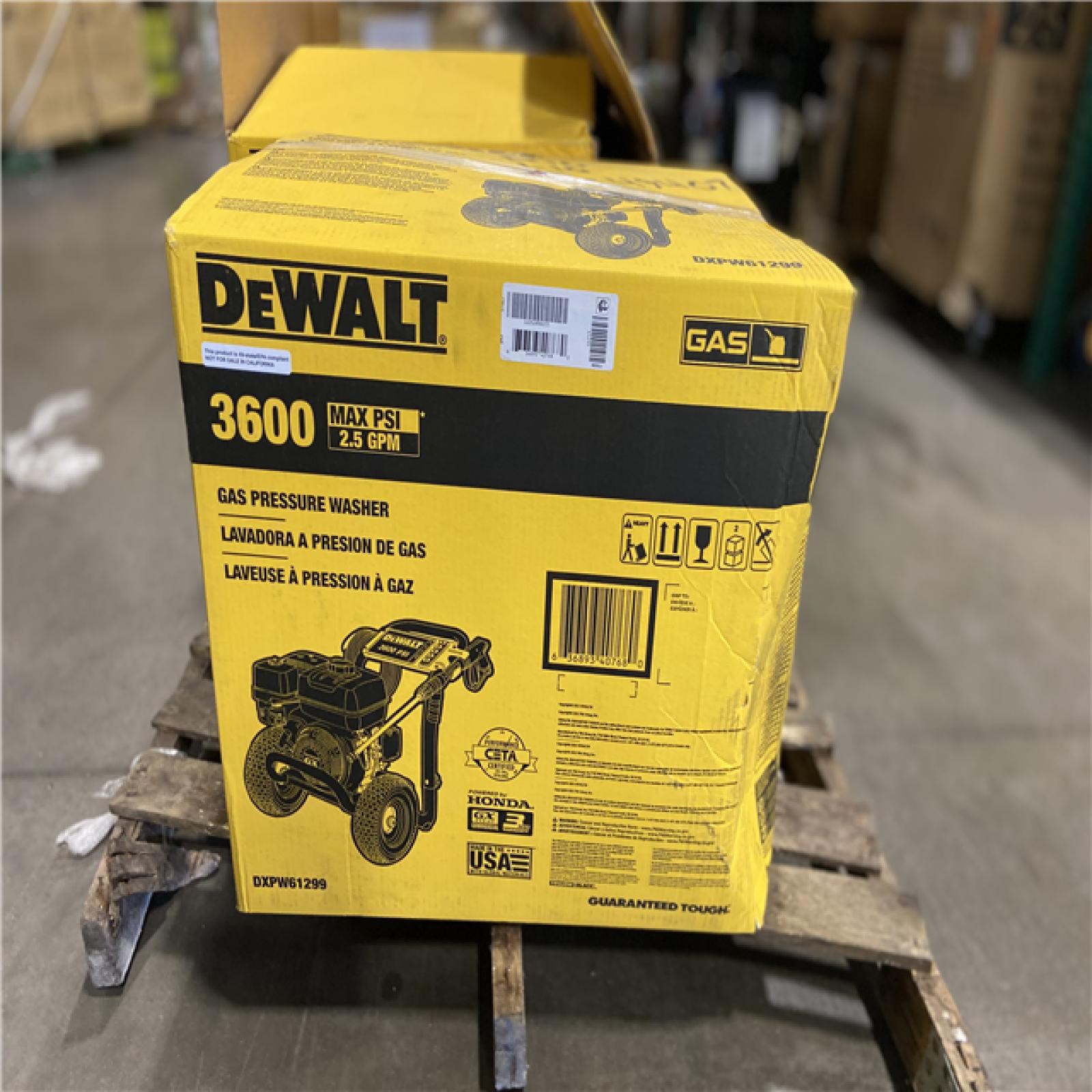 DALLAS LOCATION - DEWALT 3600 PSI 2.5 GPM Cold Water Gas Professional Pressure Washer with HONDA GX200 Engine (2 UNITS)