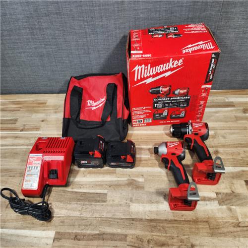 HOUSTON LOCATION - AS-IS M18 18-Volt Lithium-Ion Brushless Cordless Compact Hammer Drill/Impact Combo Kit (2-Tool) with (2) Batteries  Bag