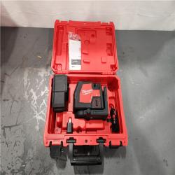 AS-IS- Milwaukee Green 100 ft. Cross Line and Plumb Points Rechargeable Laser Level Kit