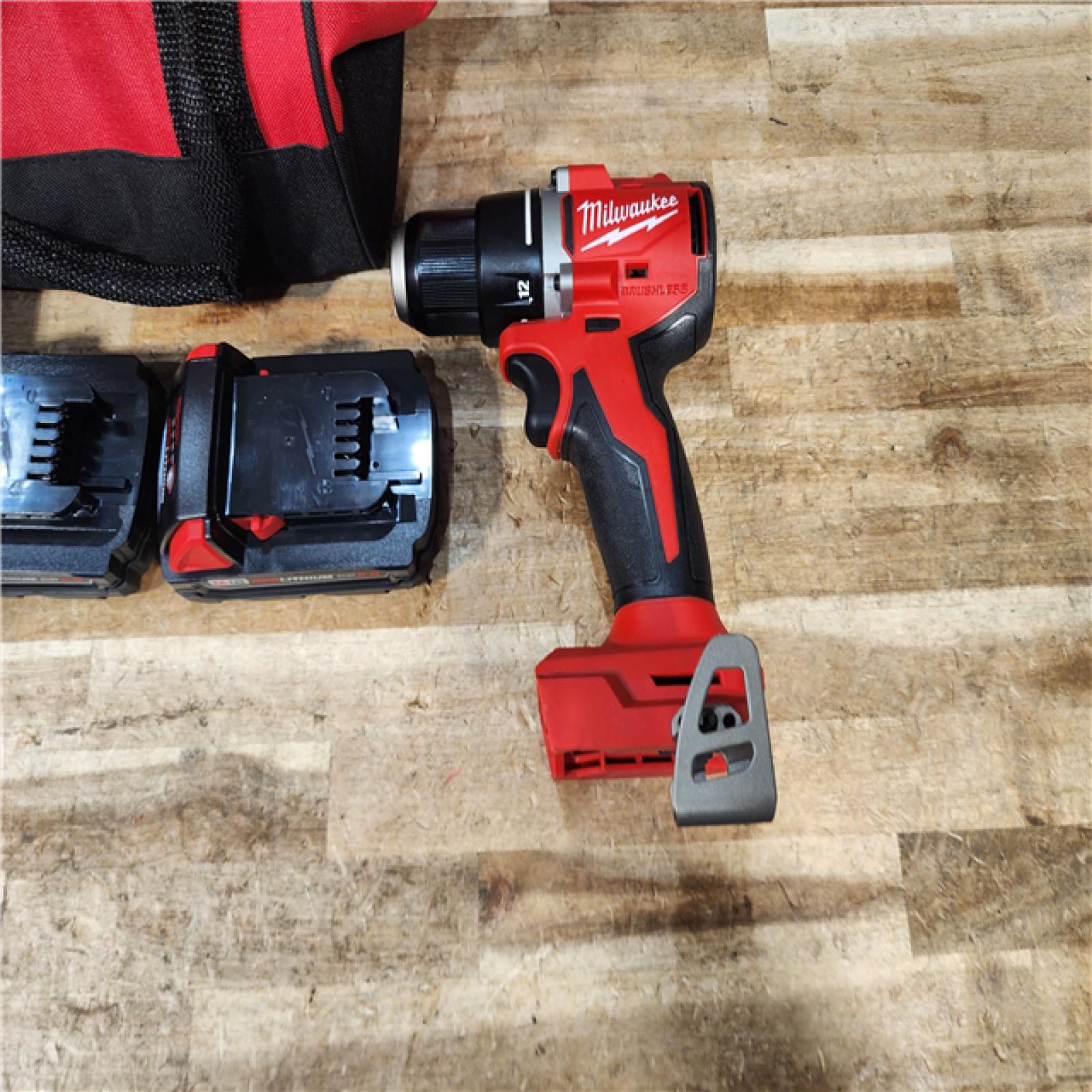 HOUSTON LOCATION - AS - IS Milwaukee 18V Lithium-Ion Brushless Cordless 1/2 in. Compact Drill/Driver Kit