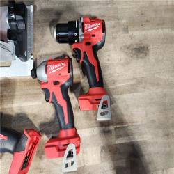 HOUSTON LOCATION - AS-IS Milwaukee M18 18-Volt Lithium-Ion Brushless Cordless Combo Kit (4-Tool) with 2-Batteries  1-Charger and Tool Bag
