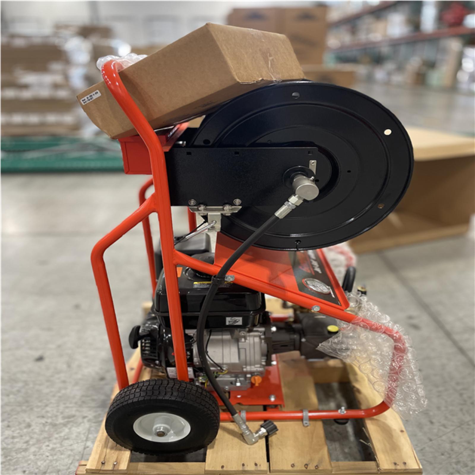 DALLAS LOCATION- AS-IS GENERAL WIRE Gas Water Jet w/ 200'x3/8 Hoses  Nozzle Set & Cleaning Tool