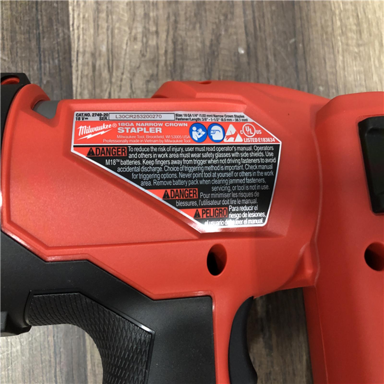 AS-IS Milwaukee FUEL 18-Volt Lithium-Ion Brushless Cordless 18-Gauge 1/4 in. Narrow Crown Stapler (Tool-Only)
