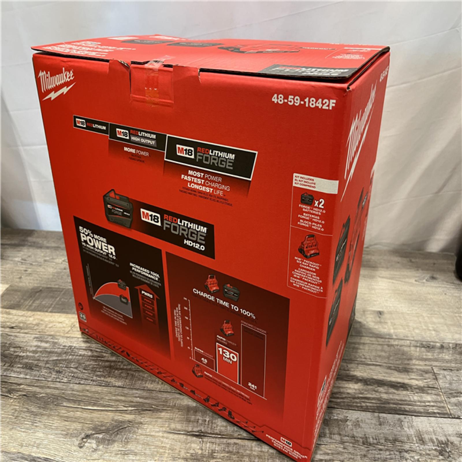 NEW - Milwaukee 18V Lithium-Ion REDLITHIUM FORGE Starter Kit with (2) 12.0 Ah Battery Pack and PACKOUT 6-Port Rapid Charger