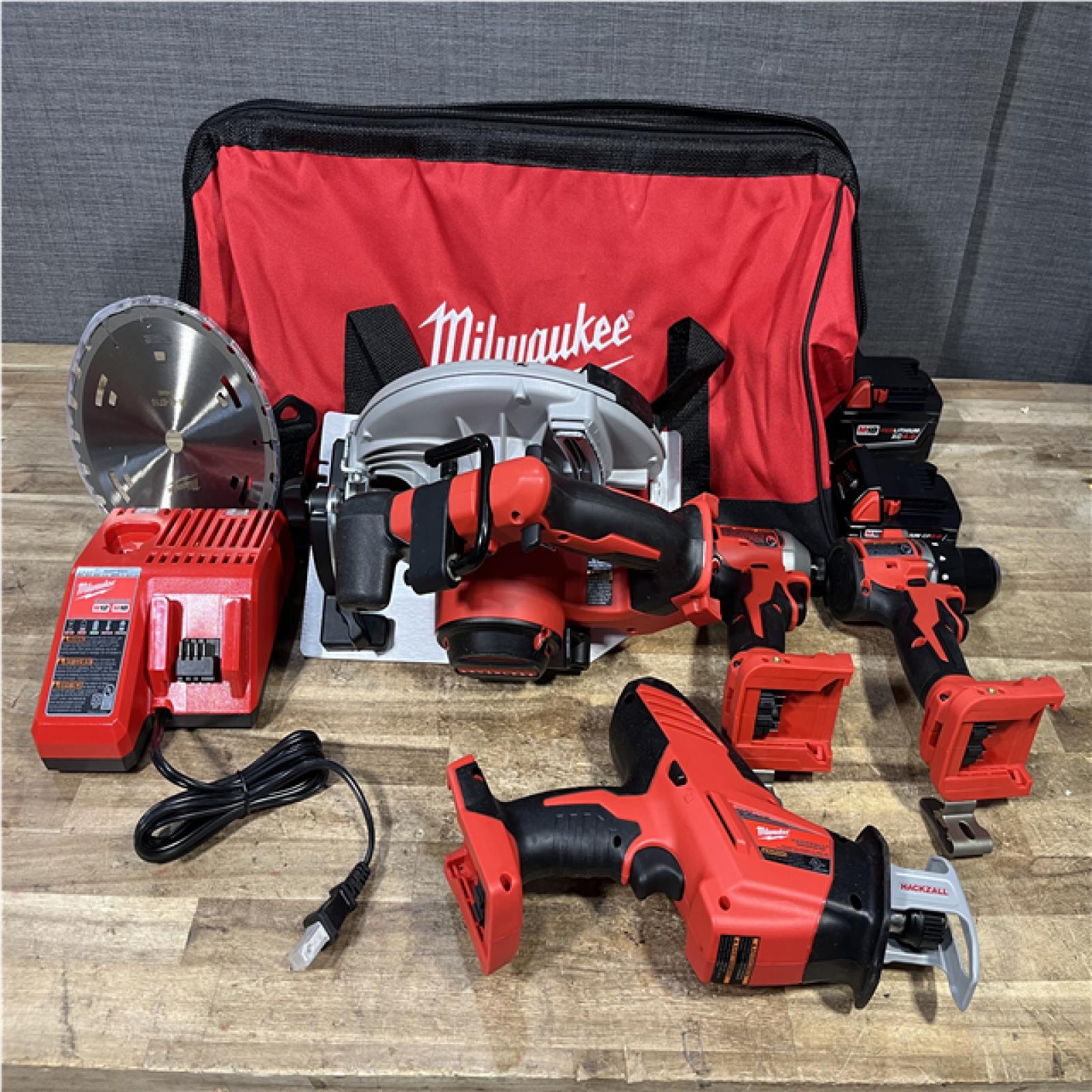 Houston Location AS-IS Milwaukee 18-Volt Lithium-Ion Brushless Cordless (4-Tool) Combo Kit