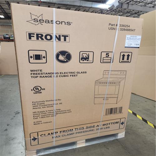 Phoenix NEW Seasons White Freestanding Electric Glass Top Range 5.2 Cubic Feet
