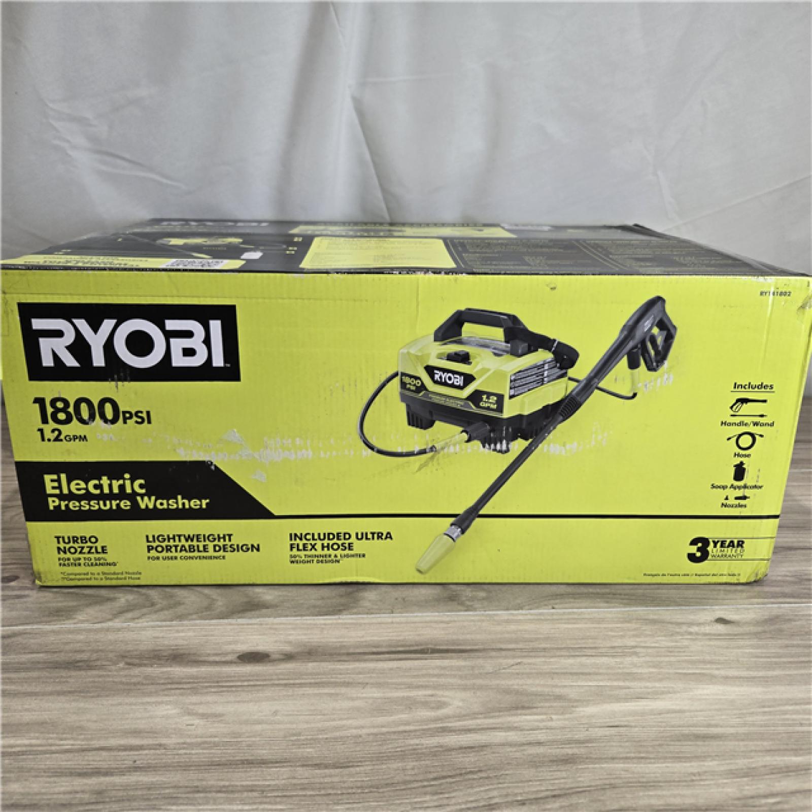 NEW! - RYOBI 1800 PSI 1.2 GPM Cold Water Corded Electric Pressure Washer