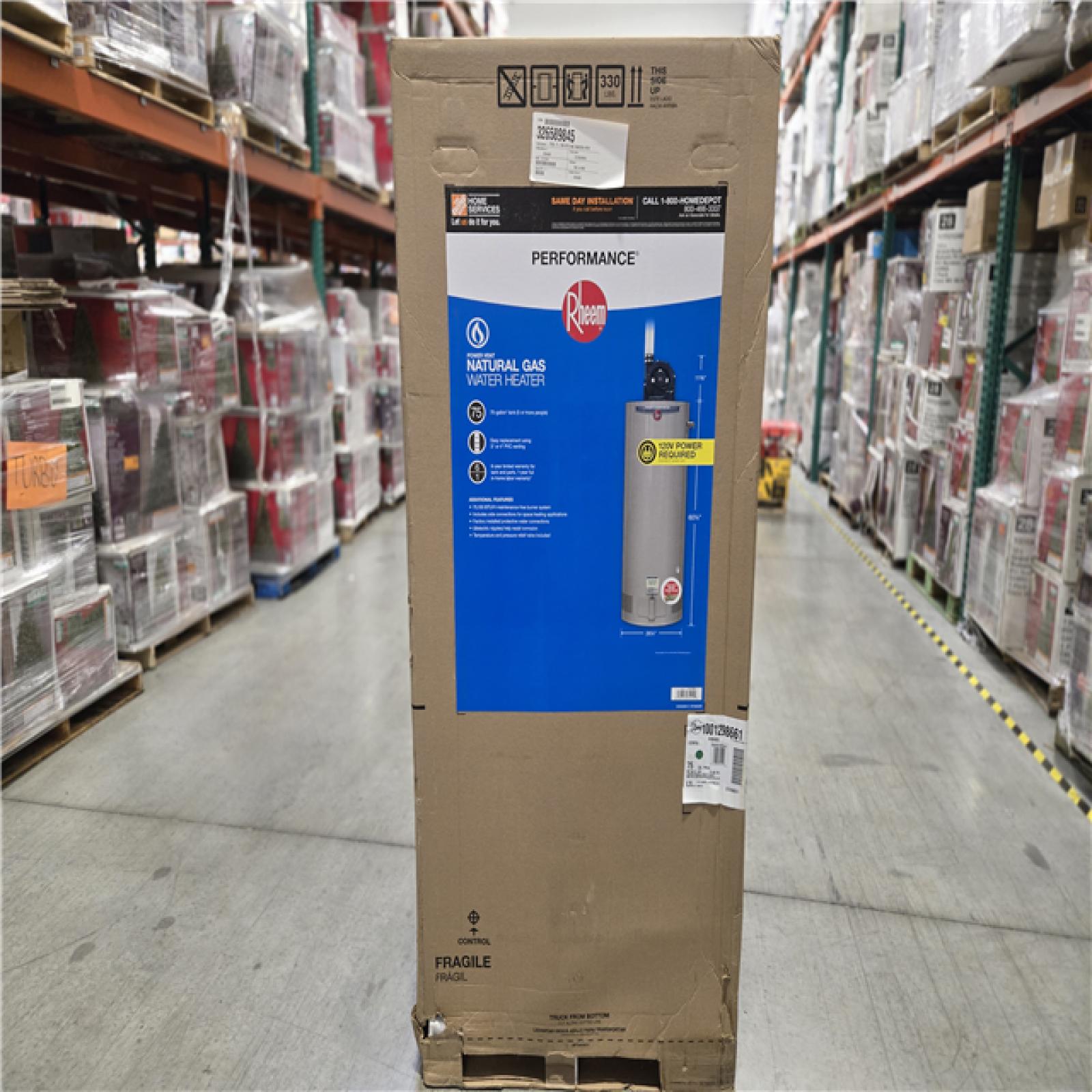 DALLAS LOCATION- Rheem Performance 75 Gal. Tall 76 000 BTU Natural Gas Power Vent Water Heater