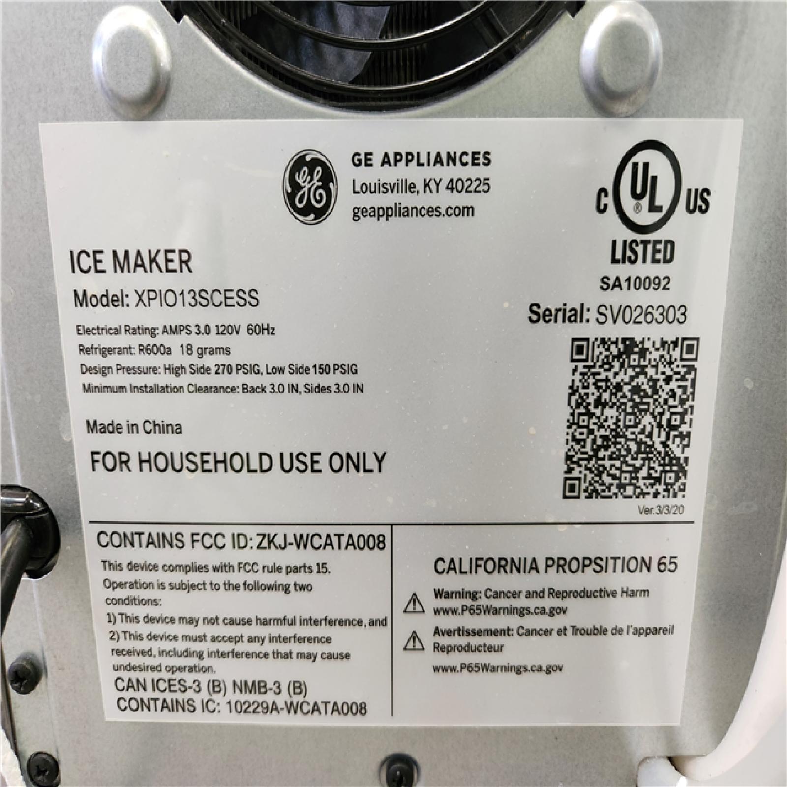 Phoenix Location GE Profile Opal 24 lb Portable Nugget Ice Maker in Stainless Steel, with Side Tank, and Wi-Fi connected