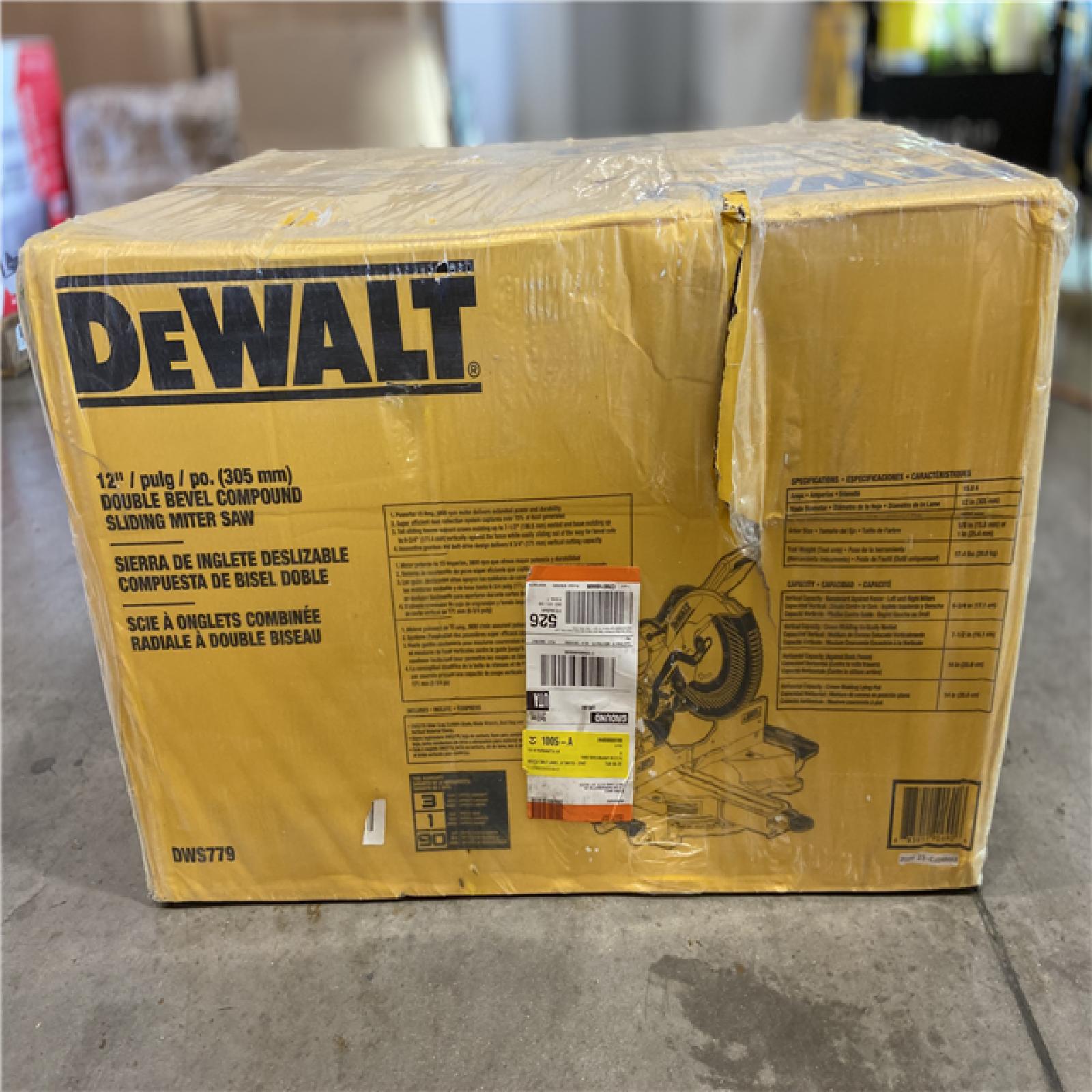 NEW! - DEWALT 15 Amp Corded 12 in. Double Bevel Sliding Compound Miter Saw  Blade Wrench and Material Clamp