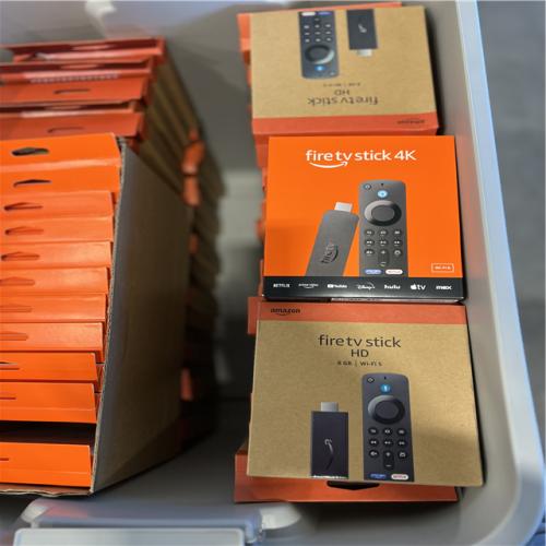 DALLAS LOCATION- Amazon Fire TV Stick 4K streaming device  includes support for Wi-Fi 6  Dolby Vision/Atmos  free & live TV -(74 UNITS)