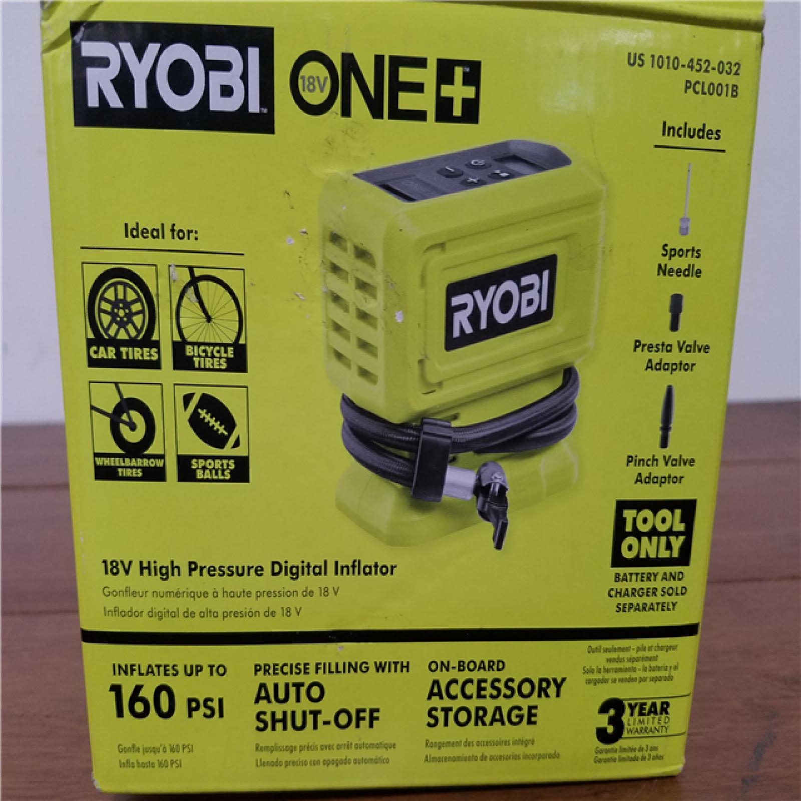 CALIFORNIA AS-IS RYOBI ONE+18V HIGH PRESSURE DIGITAL INFLATOR