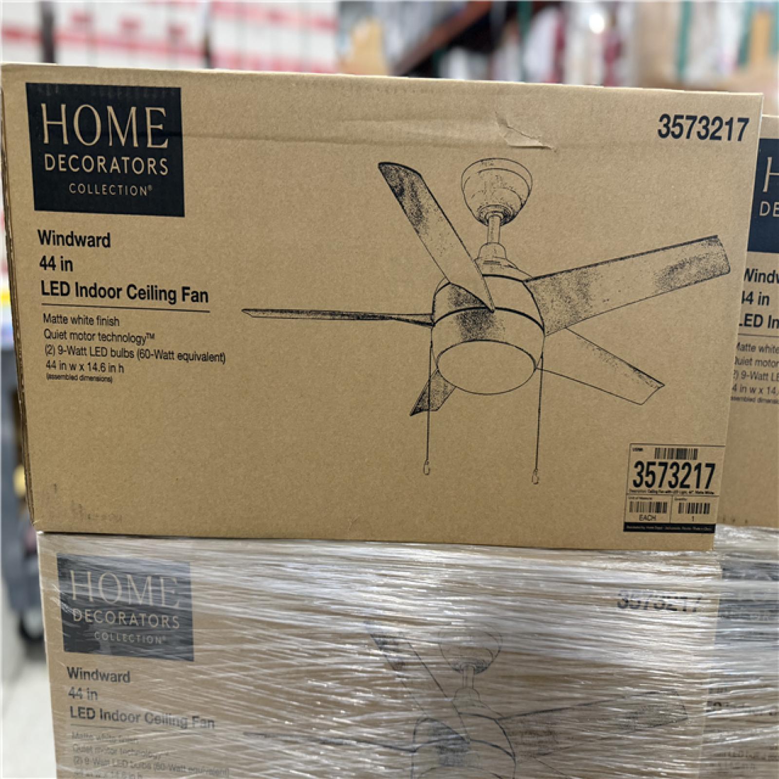 DALLAS LOCATION - WINDWARD 44 LED INDOOR CEILING FAN MATTE WHITE PALLET- (22 UNITS)