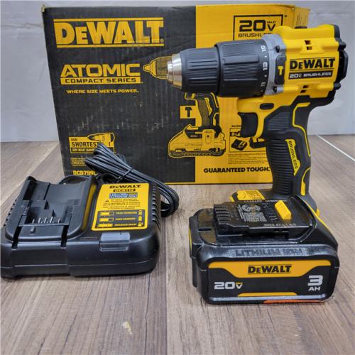 AS-IS  DEWALT ATOMIC 20-Volt Lithium-Ion Cordless 1/2 in. Compact Hammer Drill with 3.0Ah Battery, Charger