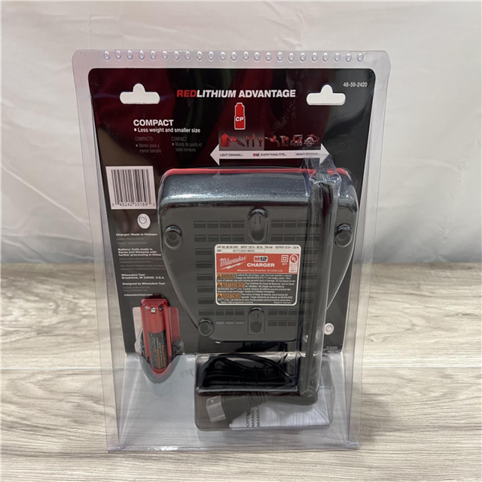 NEW MILWAUKEE M12 12-Volt Lithium-Ion Compact Battery Pack 2.0Ah and Charger Starter Kit