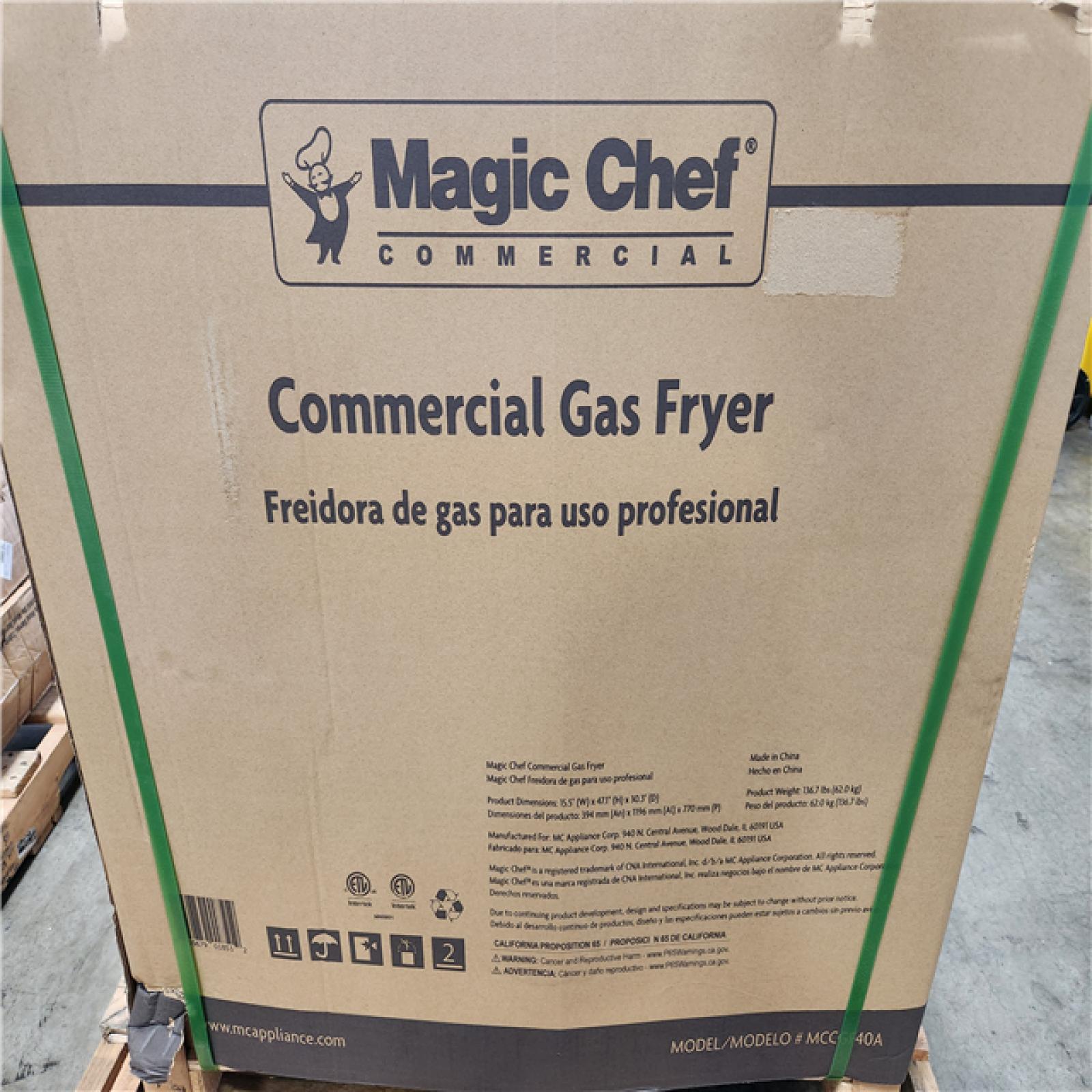 Phoenix NEW Magic Chef 21 Qt. 40 lb. Stainless Steel Commercial Natural Gas Fryer - 90,000 BTU (SEALED)