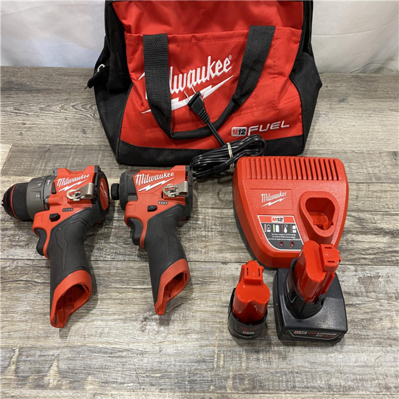 AS-IS Milwaukee FUEL 12-Volt Lithium-Ion Brushless Cordless Hammer Drill and Impact Driver Combo Kit