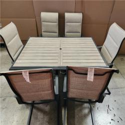 Phoenix AS-IS Hampton Bay Glenridge Falls 7-Piece Metal Padded Sling Rectangular Outdoor Dining Set in Putty Beige