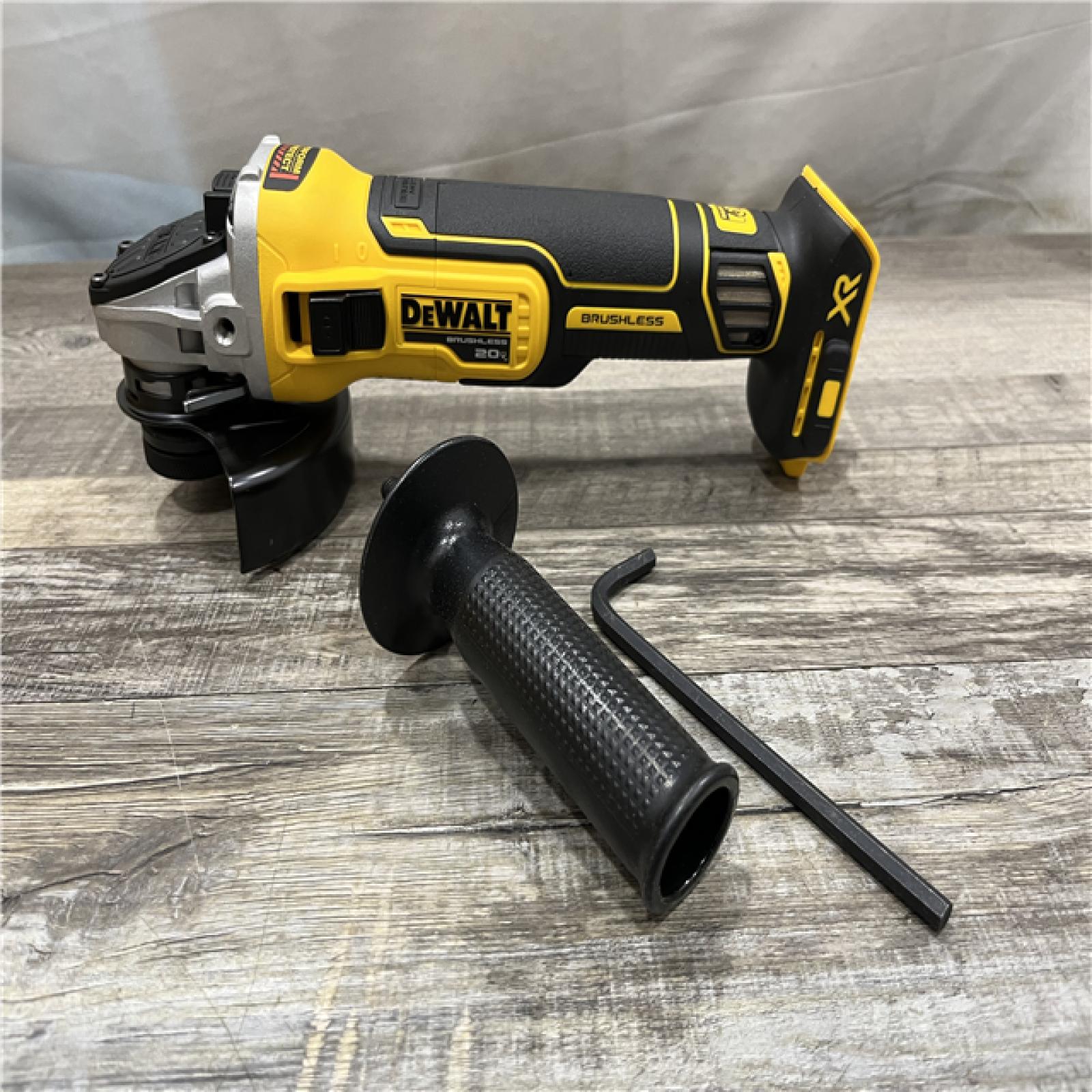 AS-IS DEWALT 20V MAX XR Cordless Brushless 4.5 in. Slide Switch Small Angle Grinder with Kickback Brake (Tool Only)